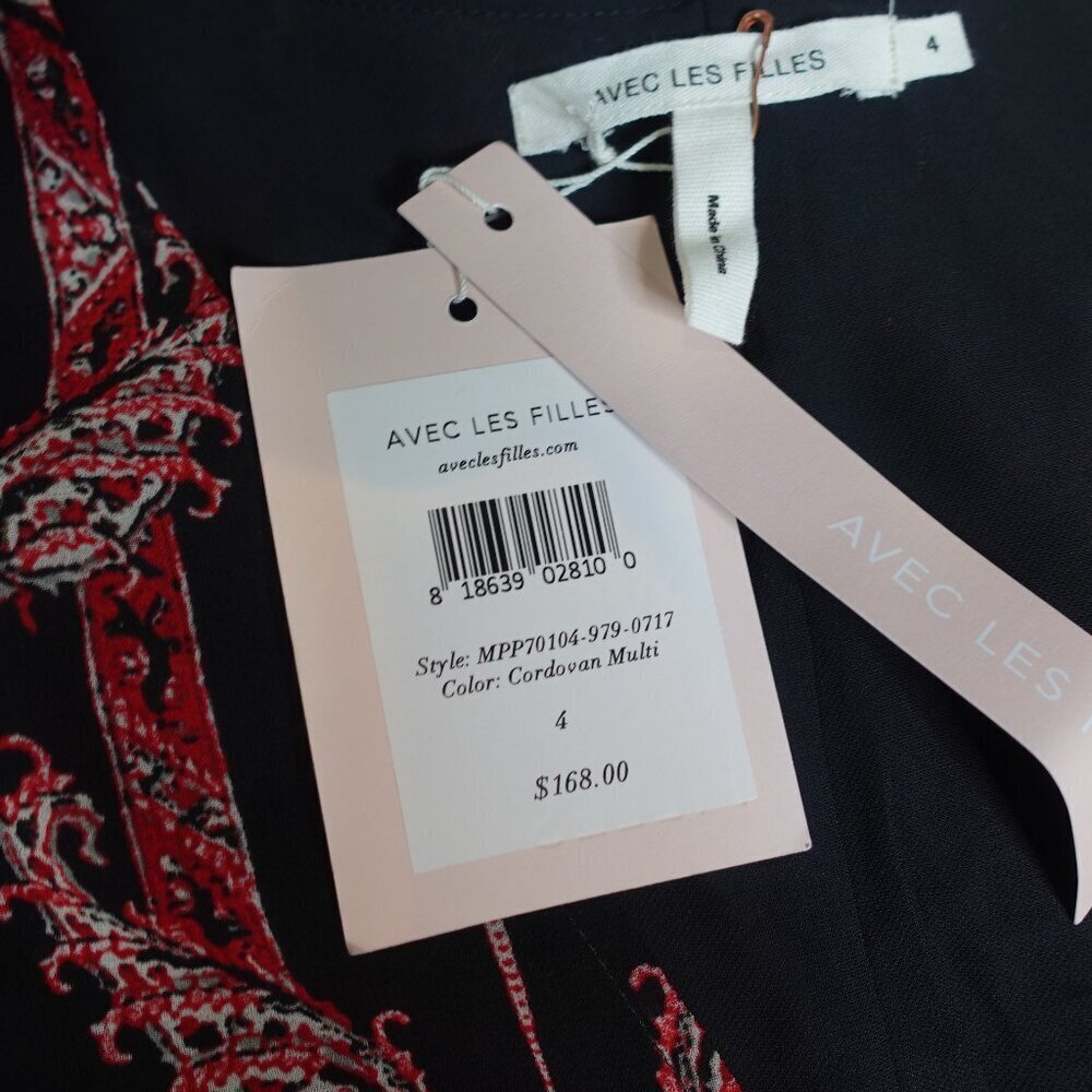 Avec Les Filles Paisley Printed Tiered Maxi Dress Beach boho Women's size 4 NWT - Picture 8 of 13